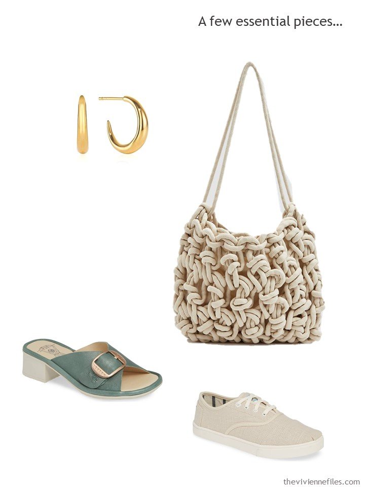 9. accessories in beige and hedge green