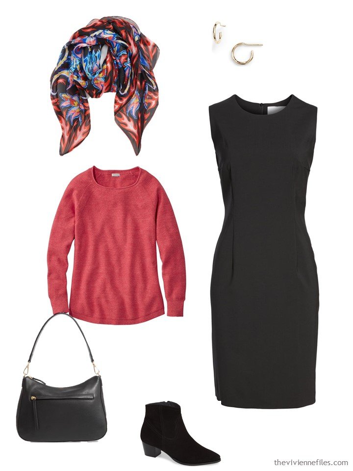 10. rose sweater with a black dress