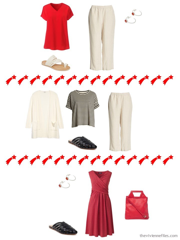 11. 3 outfits from a travel capsule wardrobe