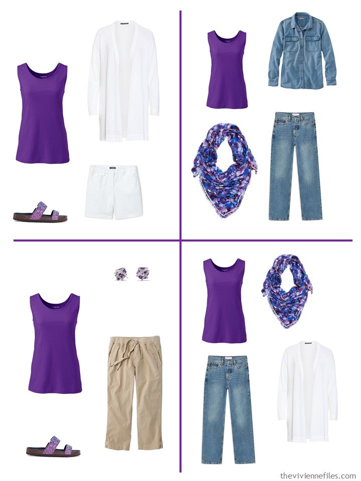 19. 3 ways to wear a purple jewel sleeveless top