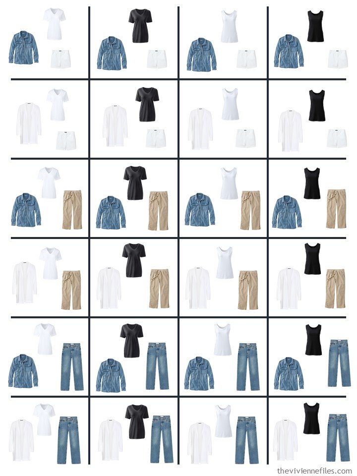 2. 24 outfits from 9 garments for summer