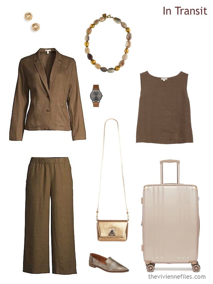 2. brown summer travel outfit