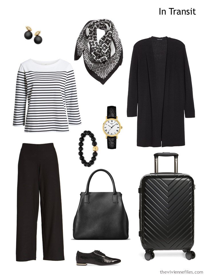 2. travel outfit in black and white