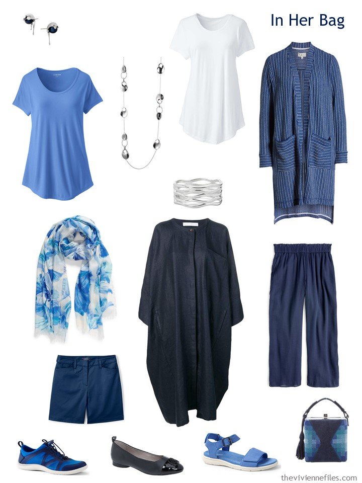 3. travel capsule wardrobe in navy, blue and white