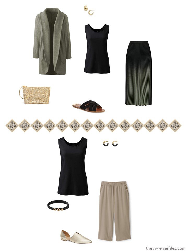 35. 2 ways to wear a black tank top from a travel capsule wardrobe