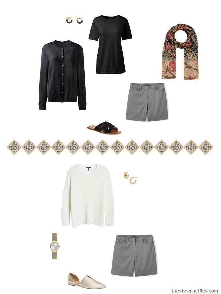 36. 2 ways to wear green shorts from a travel capsule wardrobe