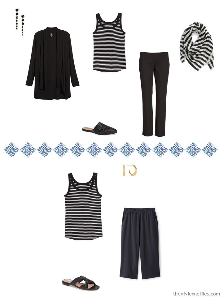 4. 2 ways to wear a striped tank top from a travel capsule wardrobe