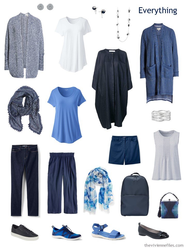 4. travel capsule wardrobe in navy, blue and white