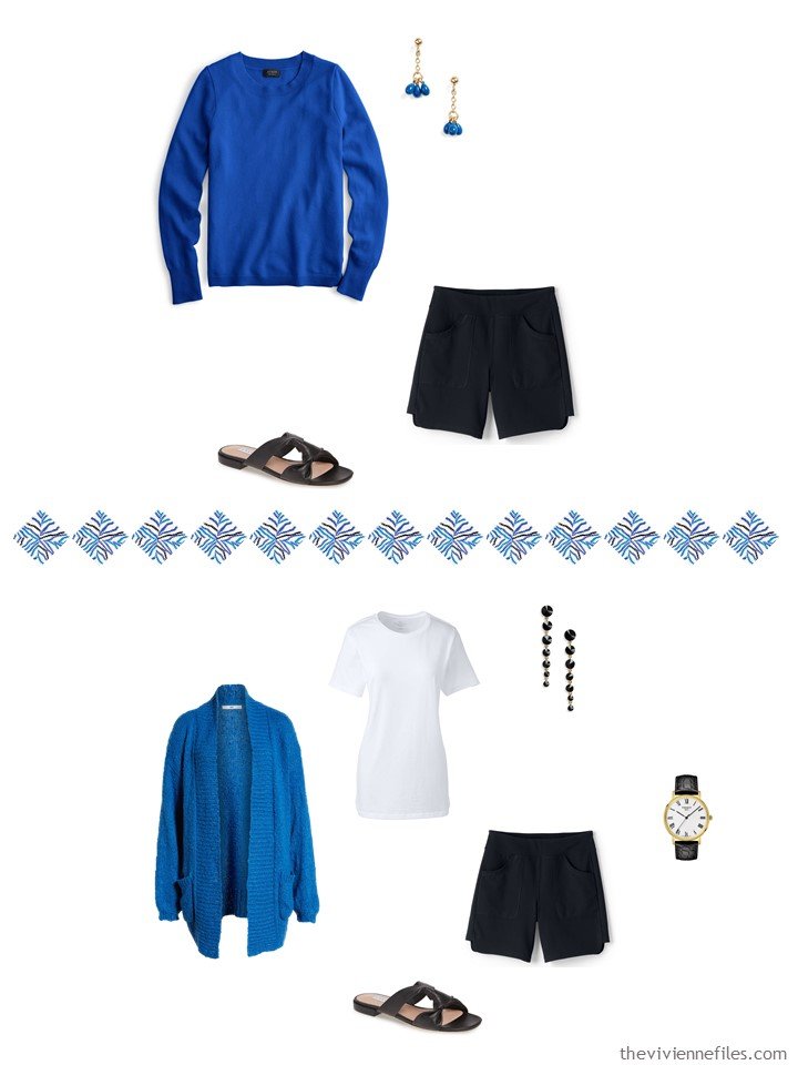 5. 2 ways to wear black shorts from a travel capsule wardrobe