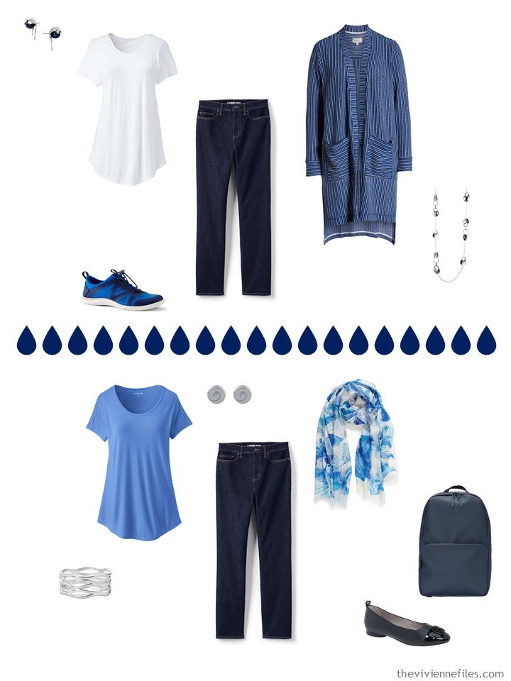 5. 2 ways to wear blue jeans from a capsule travel wardrobe