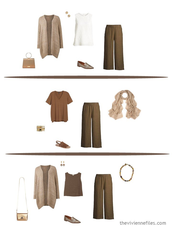 5. 3 ways to wear brown pants from a travel capsule wardrobe