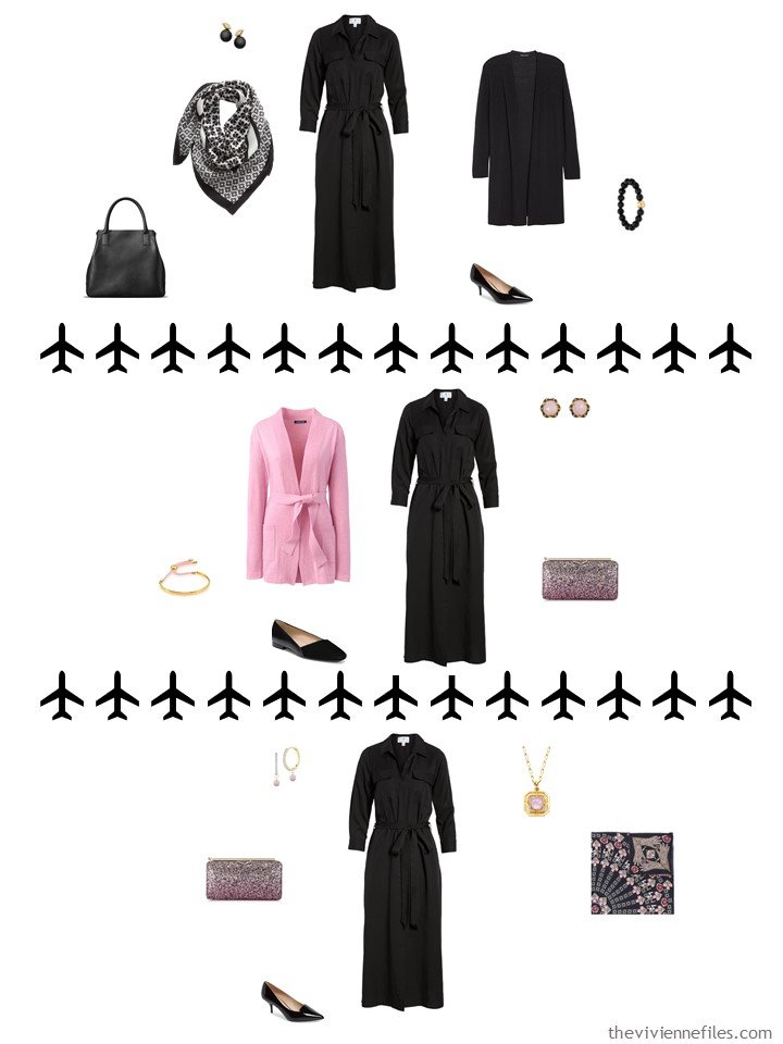 6. 3 ways to wear a black dress from a travel capsule wardrobe