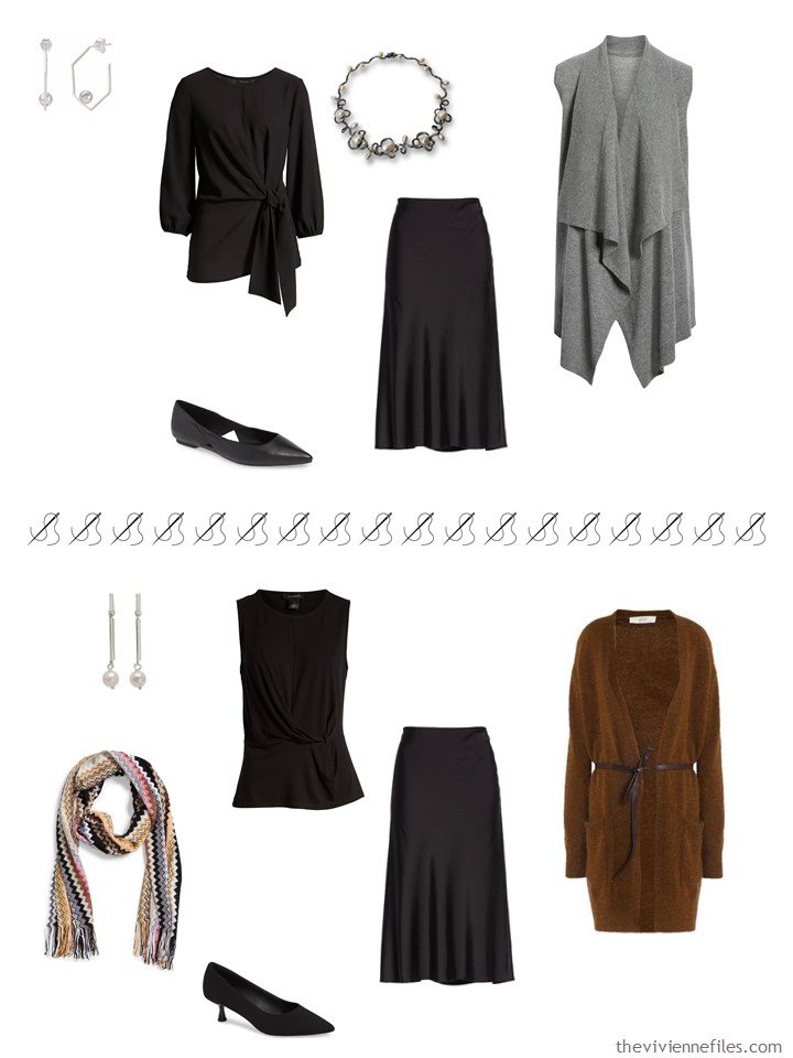 7. 2 ways to wear a black skirt from a travel capsule wardrobe