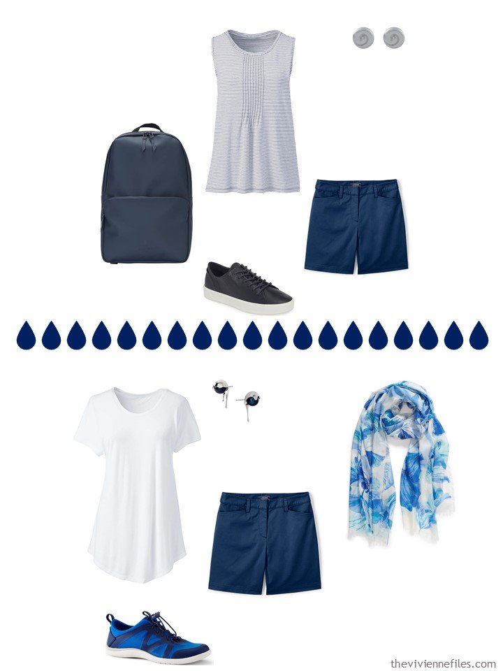 7. 2 ways to wear navy shorts from a travel capsule wardrobe