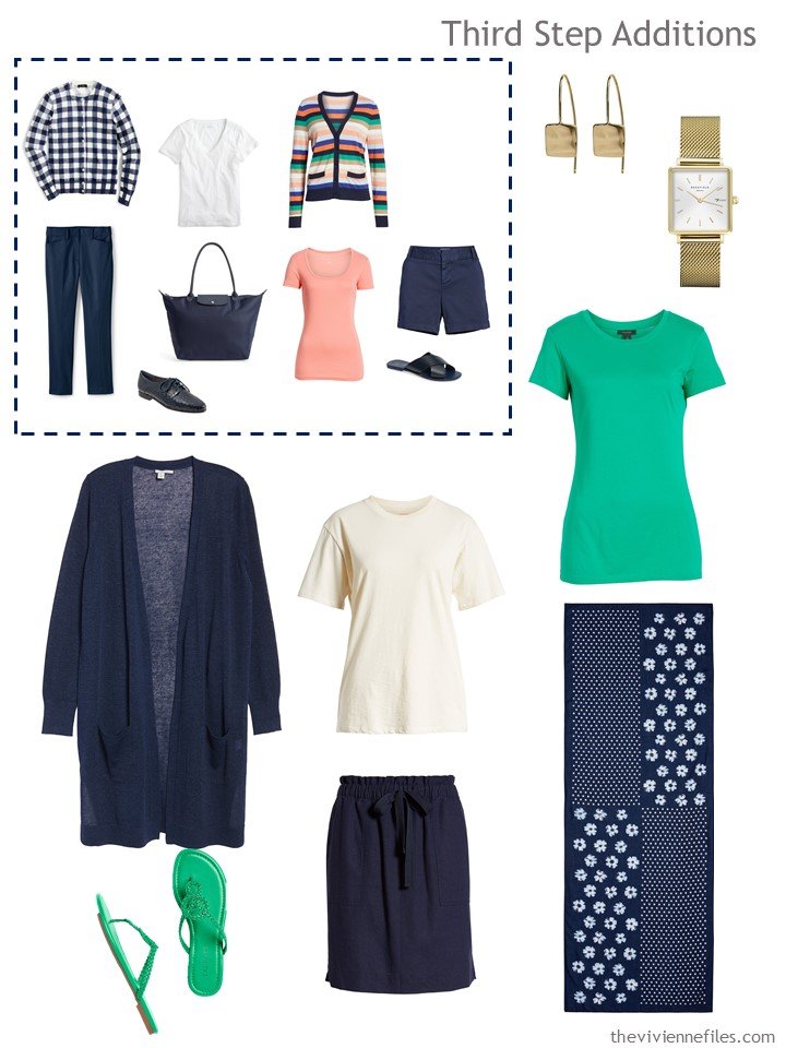 7. 2nd outfit to pack in navy, ivory and green