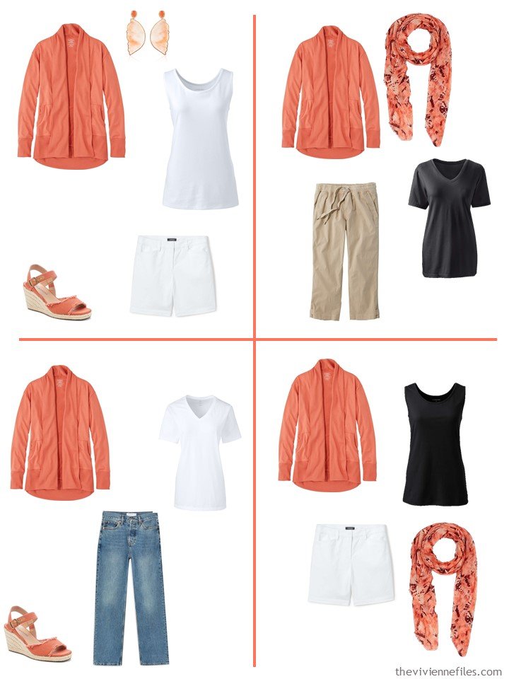 7. 4 outfits using a russet orange cardigan