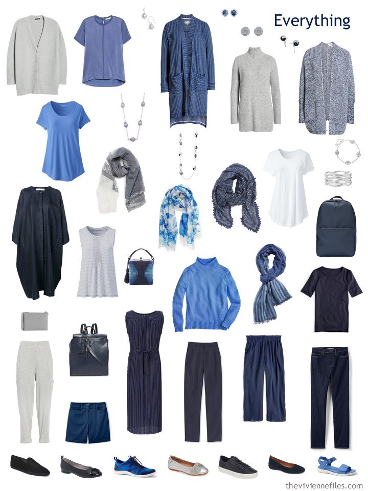 9. 2 season capsule wardrobe in navy, grey, blue and white