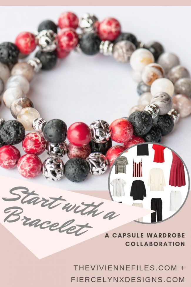 How to build a capsule wardrobe around a bracelet in natural gemstones by Fierce Lynx Designs