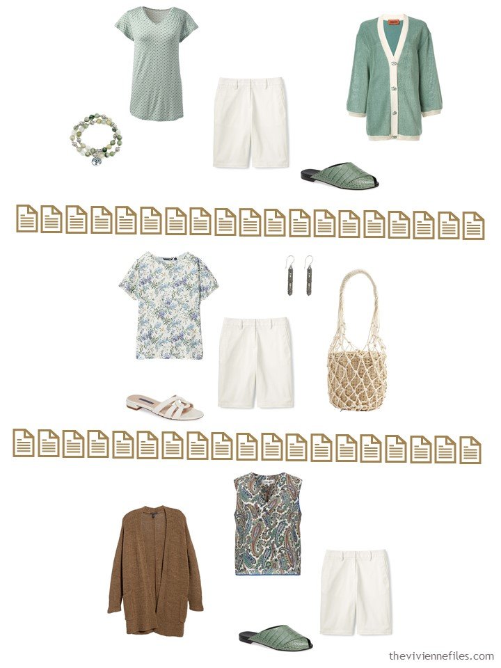 10. 3 ways to wear ivory shorts from a Whatever's Clean 13 wardrobe