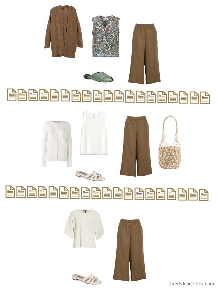 11. 3 ways to wear brown pants from a Whatever's Clean 13 Wardrobe