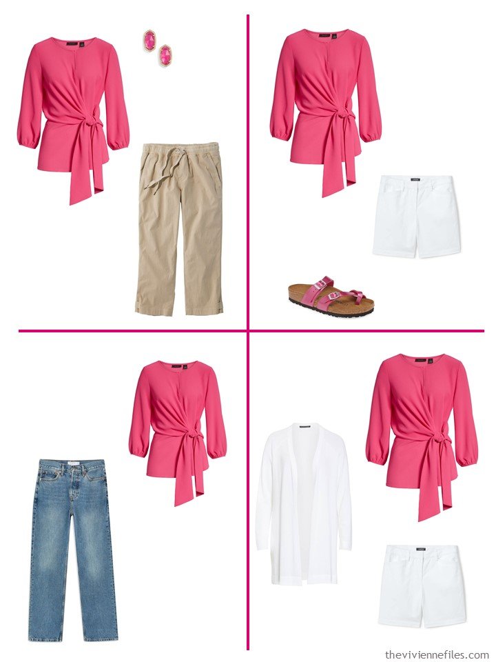 11. 4 ways to wear a hot pink wrap top