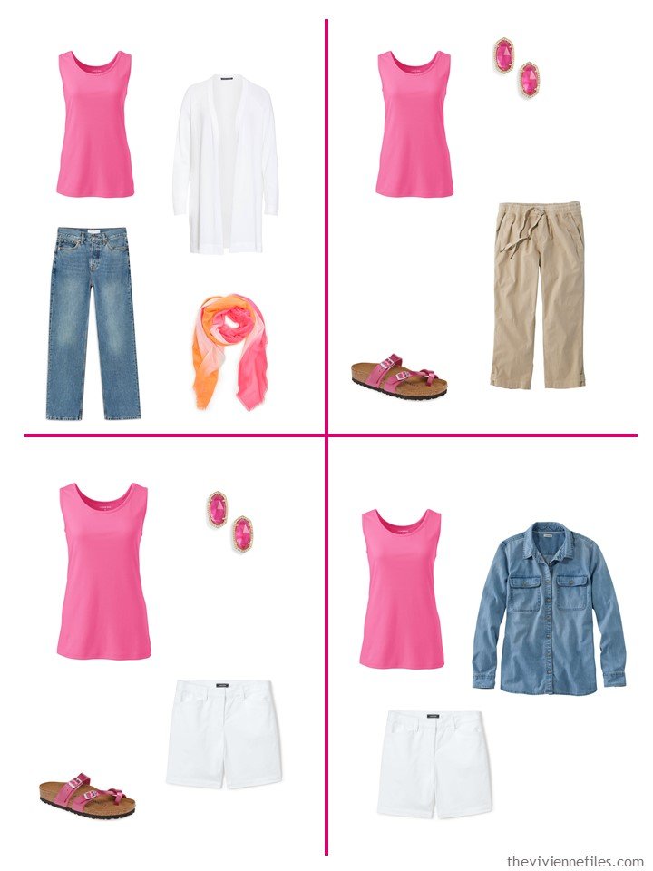 12. 4 ways to wear a hot pink tank top