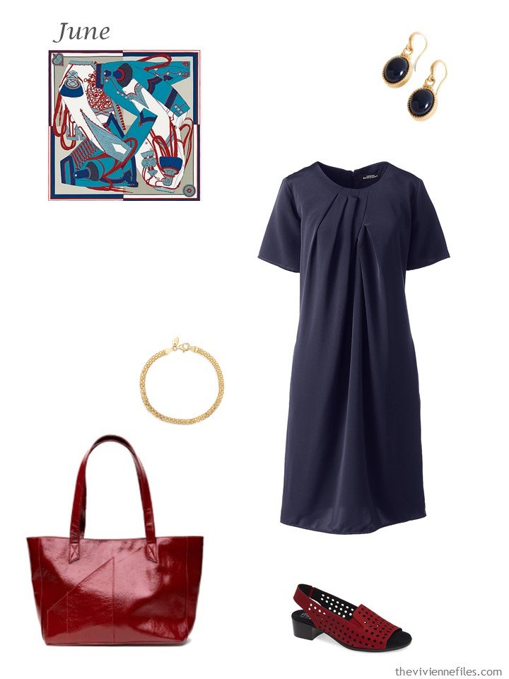 14. navy summer dress with accessories