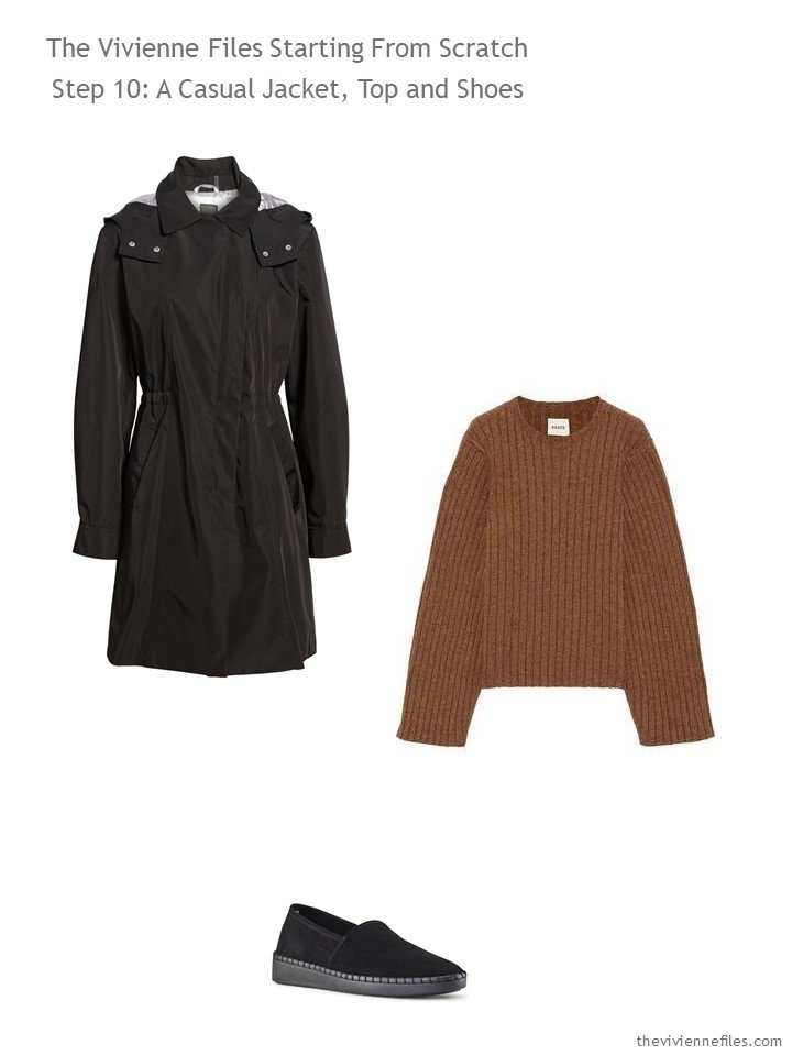 3. adding a trench coat and sweater to a travel capsule wardrobe