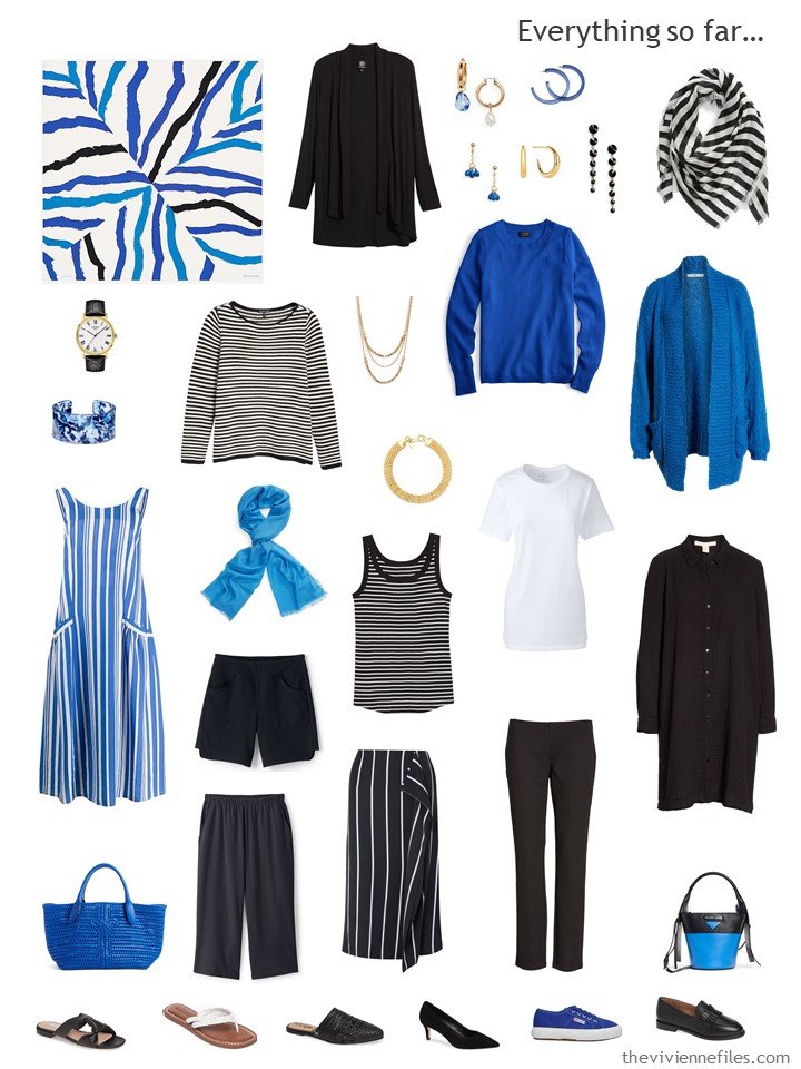 3. capsule wardrobe in black, white and shades of blue