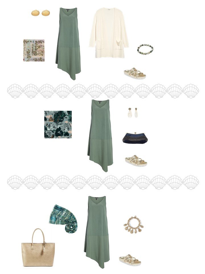 5. 3 ways to wear a sage dress from a capsule wardrobe