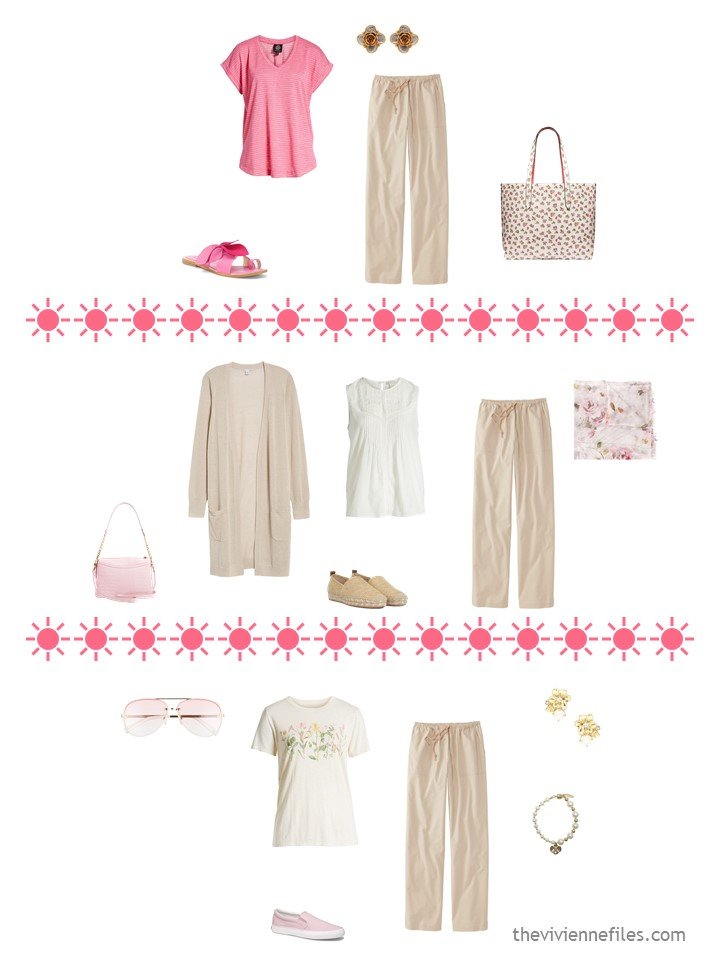 6. 3 ways to wear beige pants from a travel capsule wardrobe