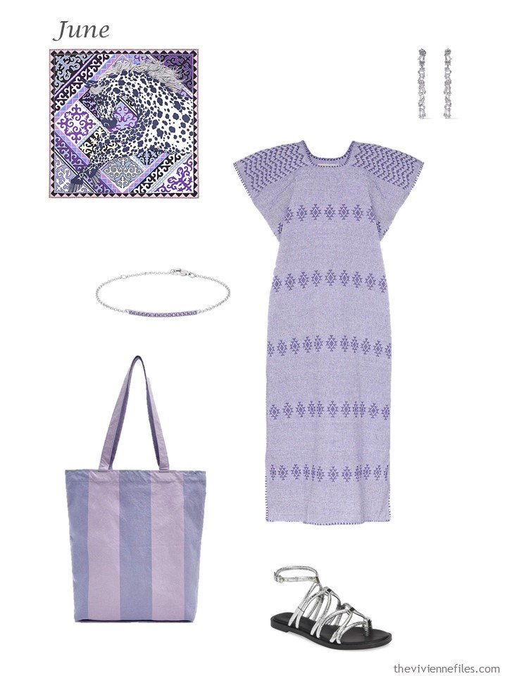 6. lilac summer dress with accessories