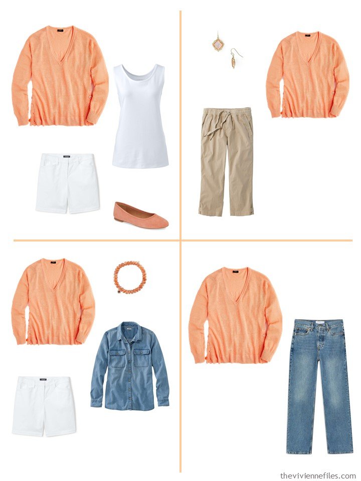 9. 4 ways to wear an orange v-neck sweater