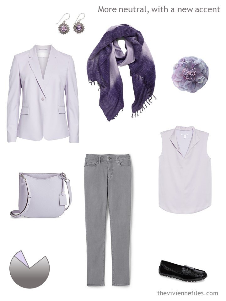 3. grey and lilac casual business outfit