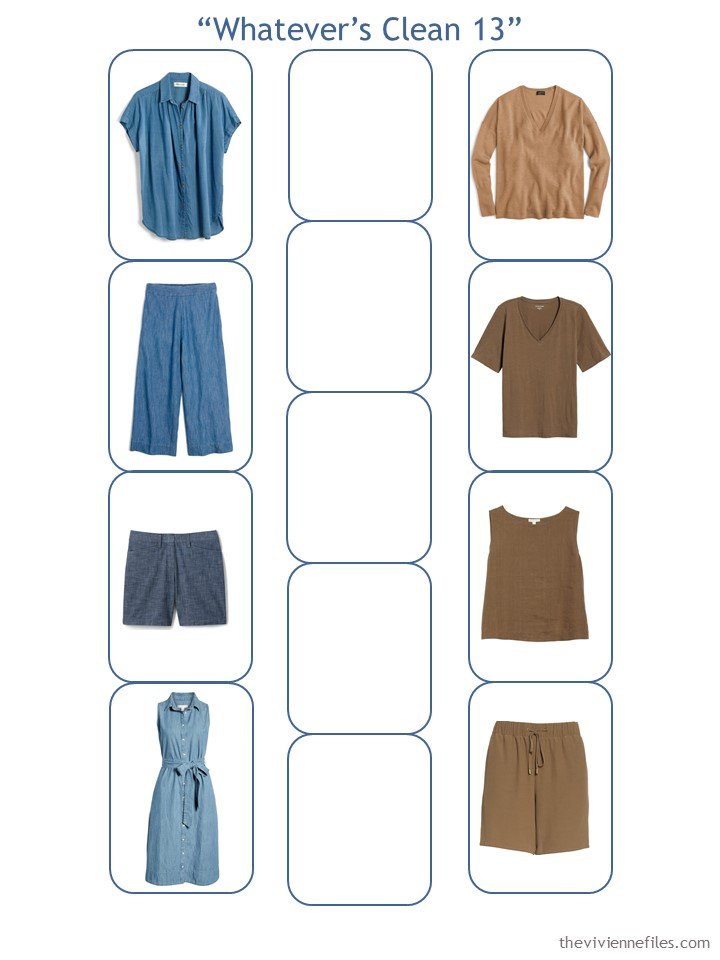 5. a Whatever's Clean 13 wardrobe started, with chambray and warm brown