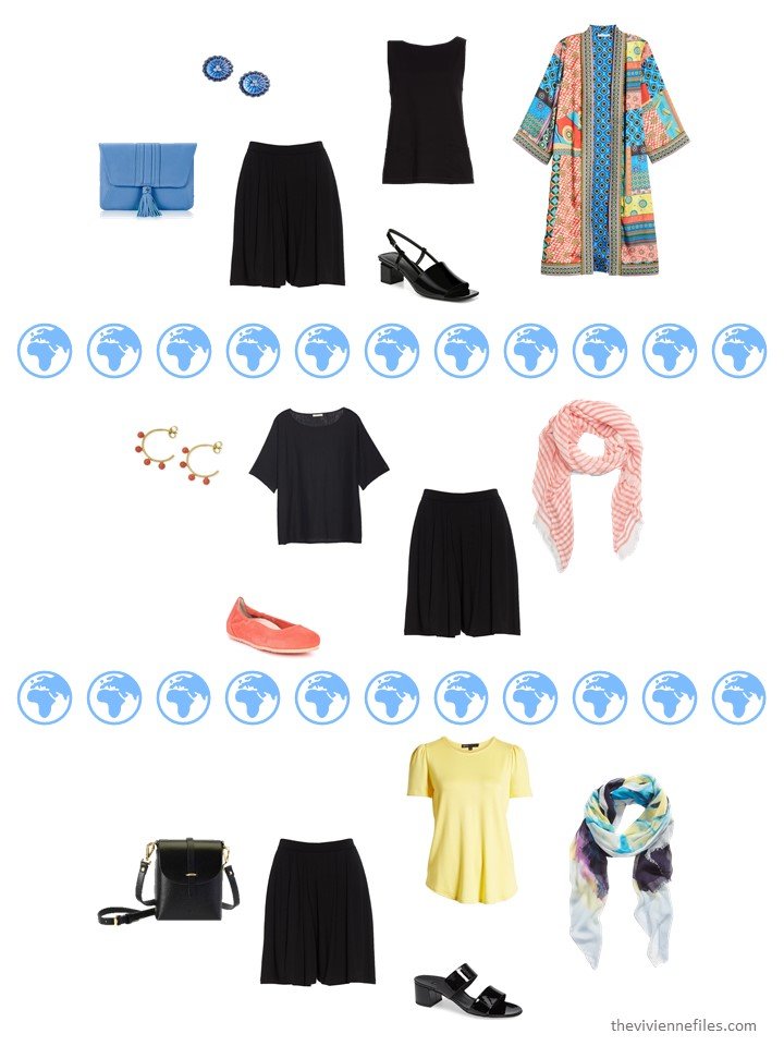 6. 3 ways to wear black shorts from a travel capsule wardrobe