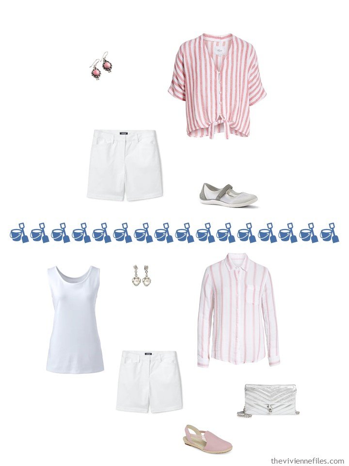 8. 2 ways to wear white shorts from a travel capsule wardrobe