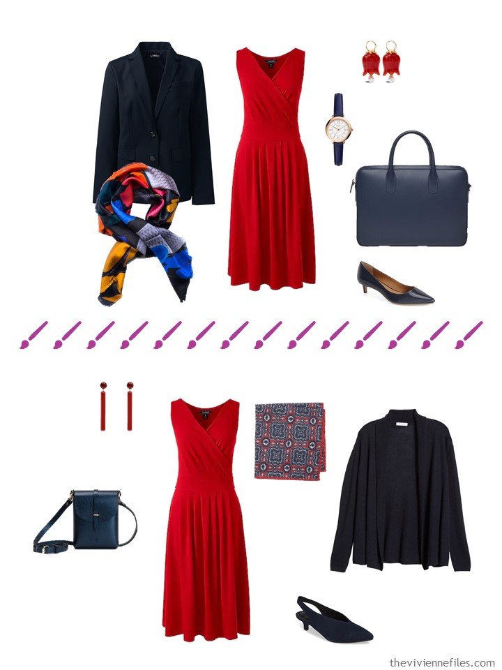 9. 2 ways to wear a red dress from a travel capsule wardrobe