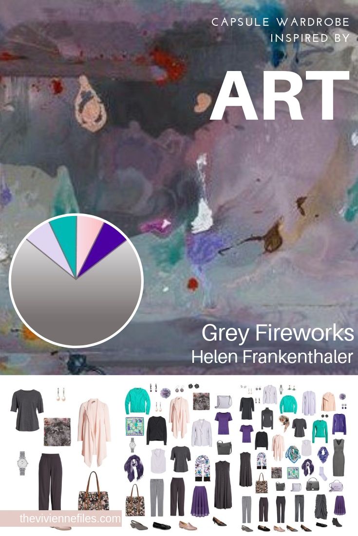 CREATE A TRAVEL CAPSULE WARDROBE INSPIRED BY ART: SECOND SEASON WITH GREY FIREWORKS BY HELEN FRANKENTHALER