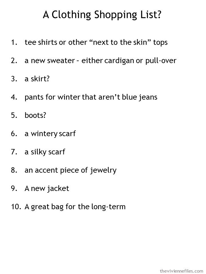 1. a possible autumn 2019 clothing shopping list