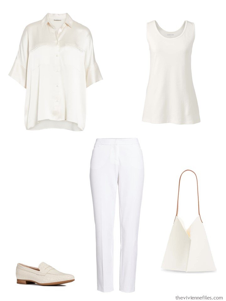 1. outfit in tones of white