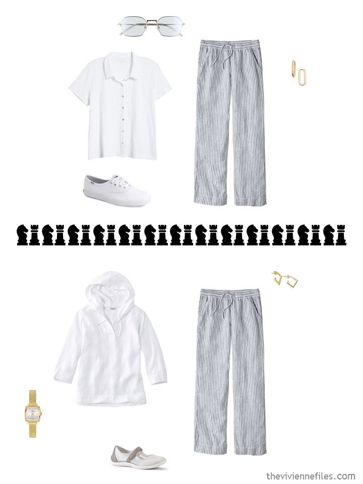 10. 2 ways to wear striped linen pants in a travel capsule wardrobe