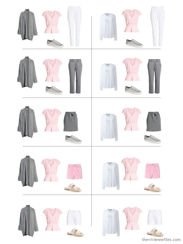 15. 3 ways to wear a pink top from a travel capsule wardrobe