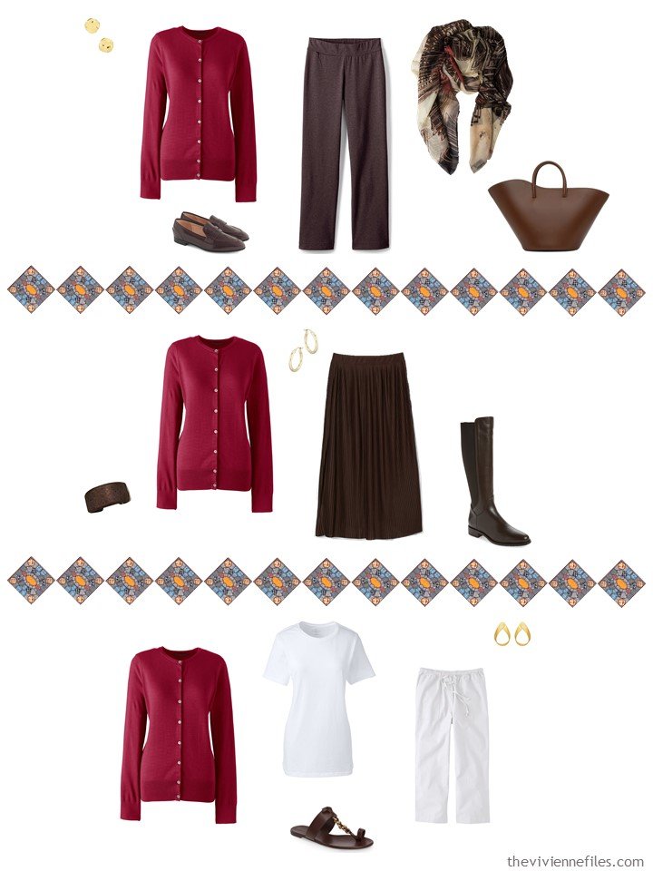 28. adding a red cardigan to a capsule wardrobe