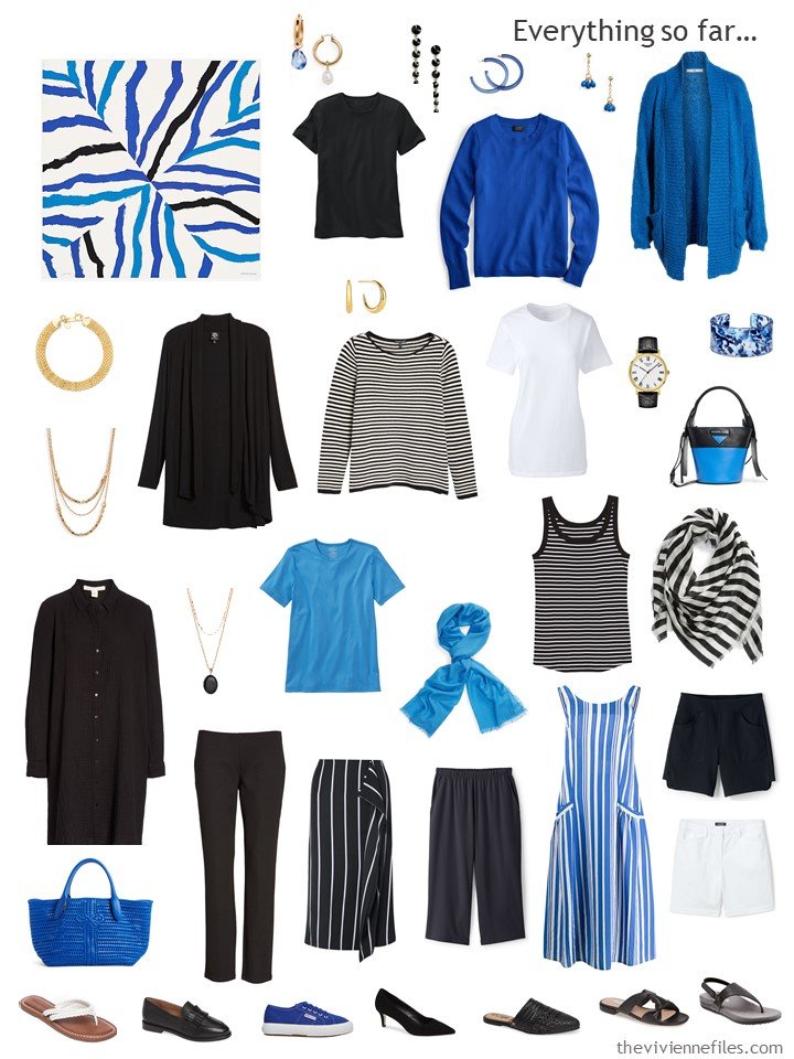 3. capsule wardrobe in black, white and shades of blue