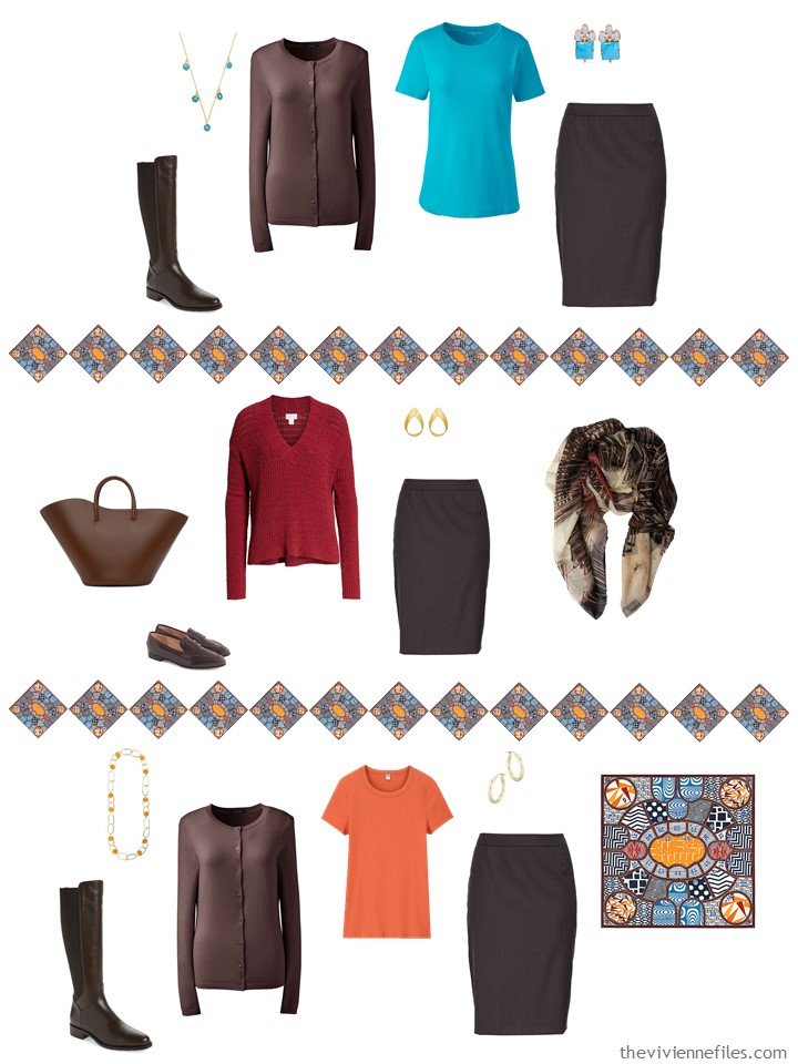 30. adding a brown skirt to a capsule wardrobe