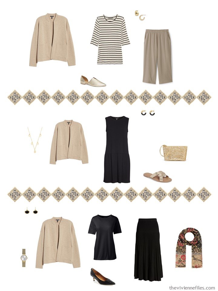 34. adding a beige cardigan to a capsule wardrobe