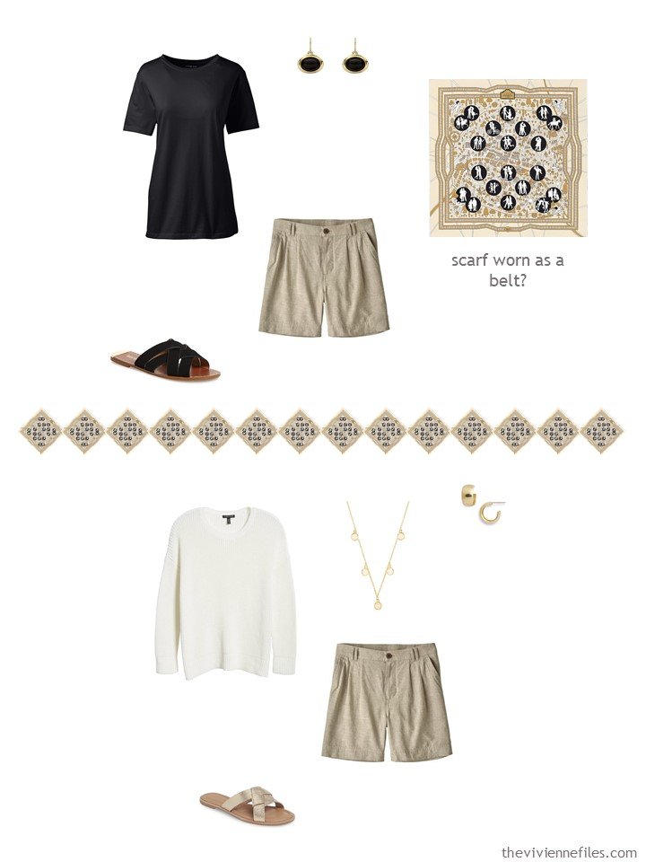 36. 2 ways to wear tan shorts in a capsule wardrobe