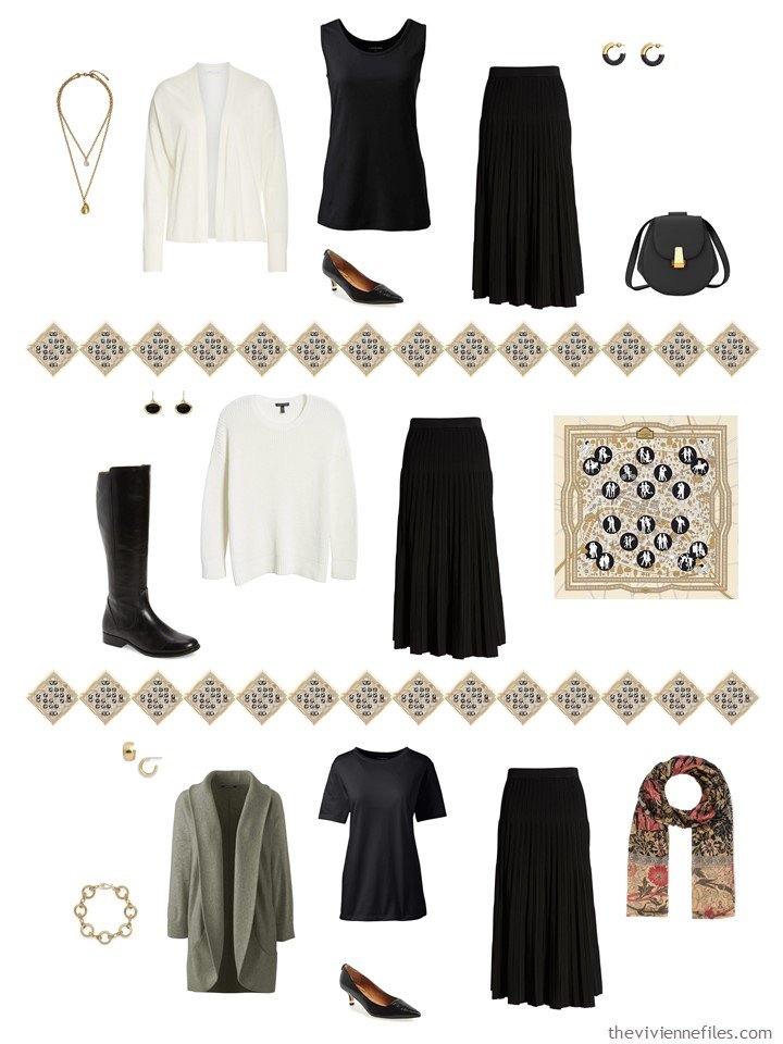 36. adding a black skirt to a capsule wardrobe