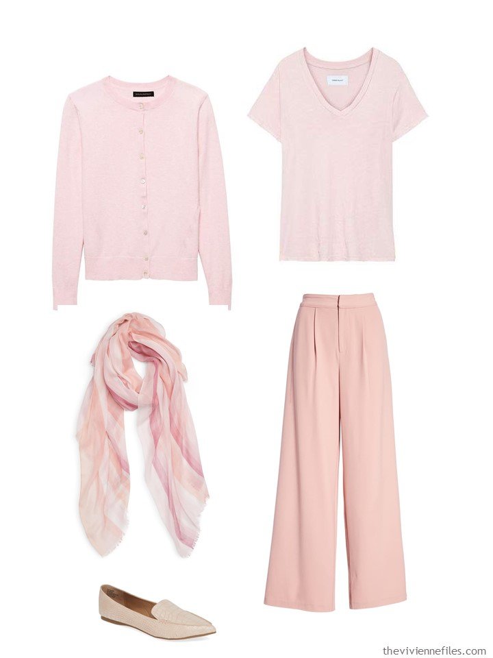 6. outfit in tones of blush and pink